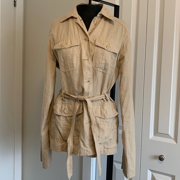 Linen cotton blend Safari style jacket - Picture 1 of 7